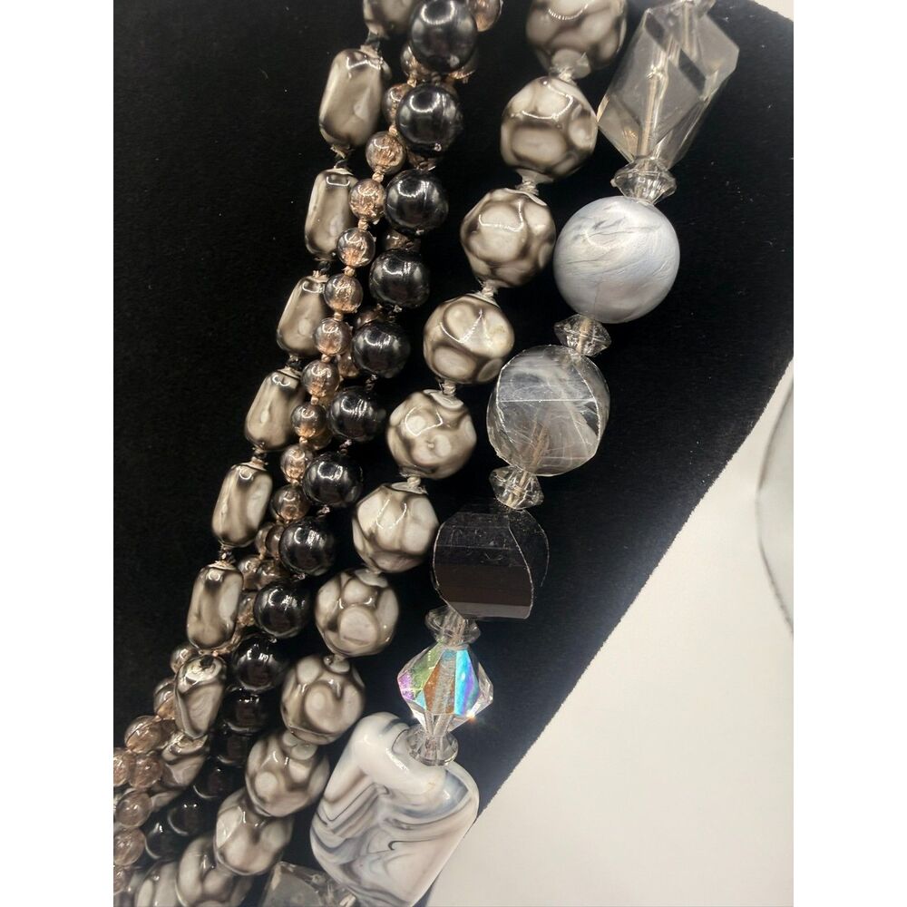 Vintage Kramer 4-Strand Beaded Statement Necklace & Earrings, Demi-Parure50s/60s